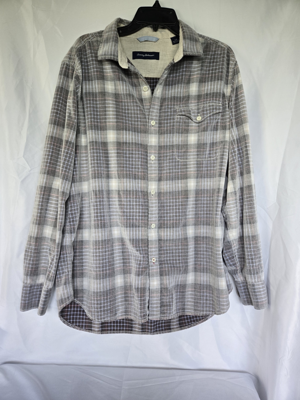 Tommy Bahama Men's Gray Plaid Button-Up Shirt